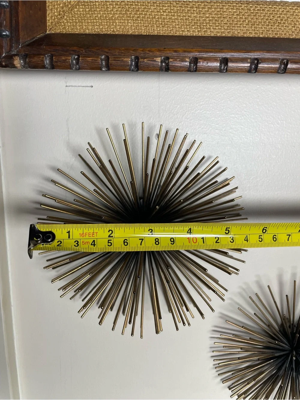 Metal Starburst Mid Century Modern Wall Sculptures - Bronze Set of 3